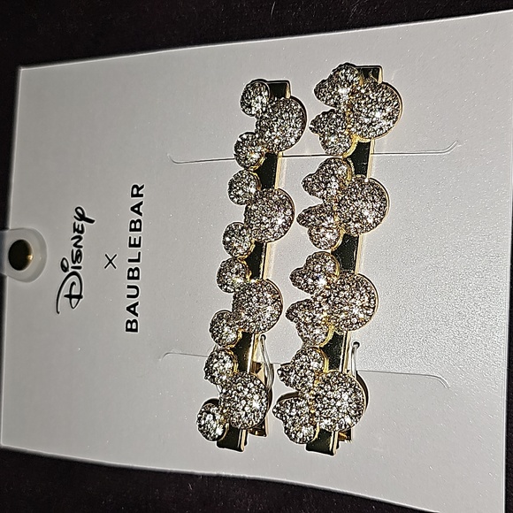 Disney Accessories - Disney x Baublebar 2 pc. Mickey & Minnie Gold & Rhinestone Hair Clips
